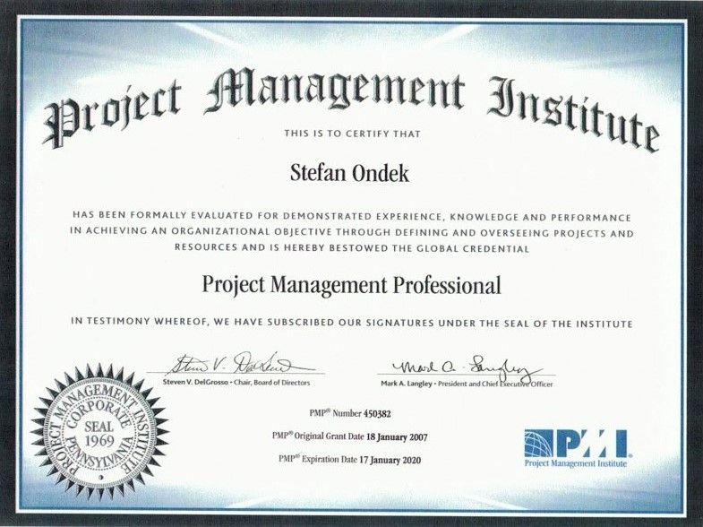 Project Management Professional - PMI/ PMP certificate