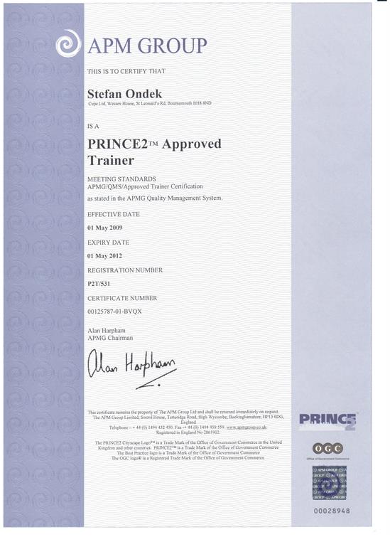 PRINCE2 Registered Practitioner certificate